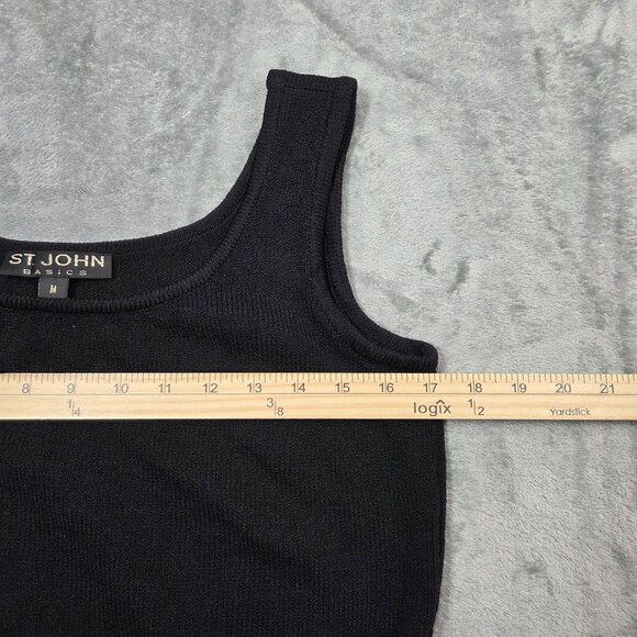 St John Basics Tank Top Womens Medium Black Santana Knit Cropped Shell - Picture 5 of 6
